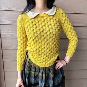 Vintage Yellow sweater with attached collar